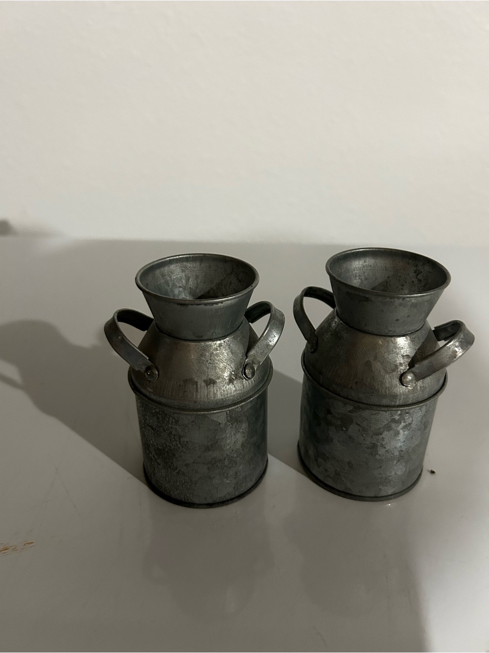 Vintage-Style Metal Milk Can Set - Gray Decorative Pair